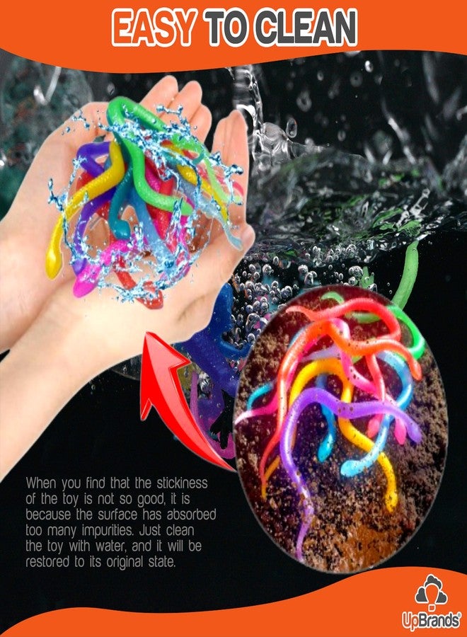 UpBrands 24 Stretchy Snakes Toys 6 Inches Bulk Set, 8 Glitter Colors, Kit for Birthday Party Favors for Kids, Goodie Bags, Easter Egg Basket Stuffers, Pinata Filler, Small Classroom Prizes - Image 5